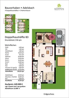 Attraktives Doppelhaushälfte 133 m² Wfl., Wohn- und Nutzfläche 178,  Winnenden, Adelsbach – Bild 5