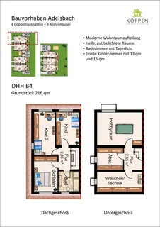 Attraktives Doppelhaushälfte 133 m² Wfl., Wohn- und Nutzfläche 178,  Winnenden, Adelsbach – Bild 2